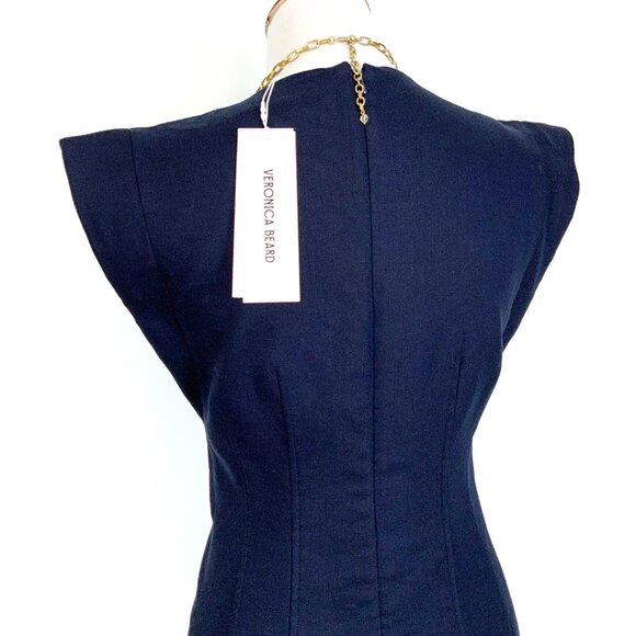 New Veronica Beard Navy Sleeveless Mini Sheath Dress Sz 4-6 - Picture 13 of 16